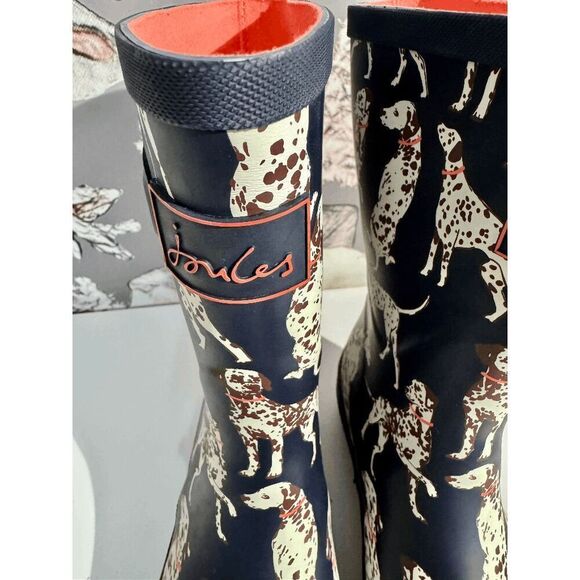 Joules Navy Dalmatian Molly Wellingtons Boots - Picture 14 of 16